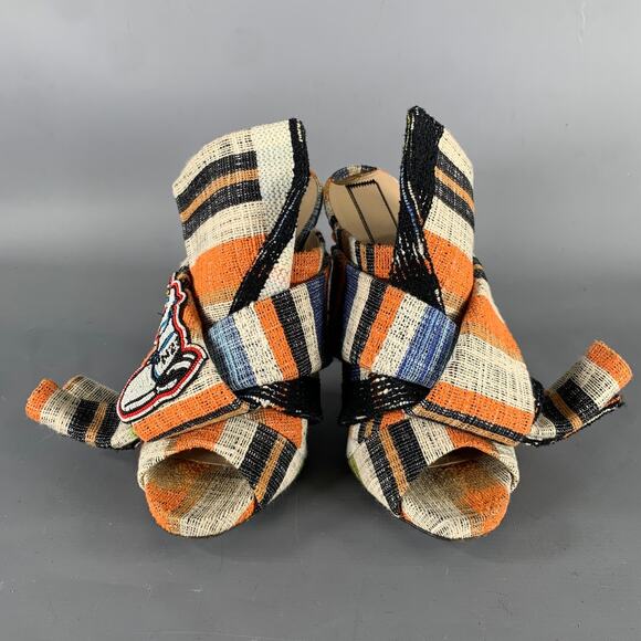 No. 21 Size 7.5 Tan Multi-Color Raso Peep Toe Pumps - Picture 4 of 7